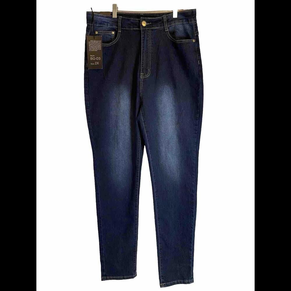 B.O.B Dark Wash High Rise Stretch Denim Jeans SZ 2X WOMENS Style# BO-D3
